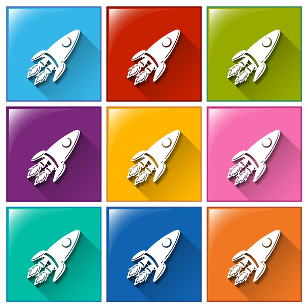 Buttons with rockets - Vector, Image