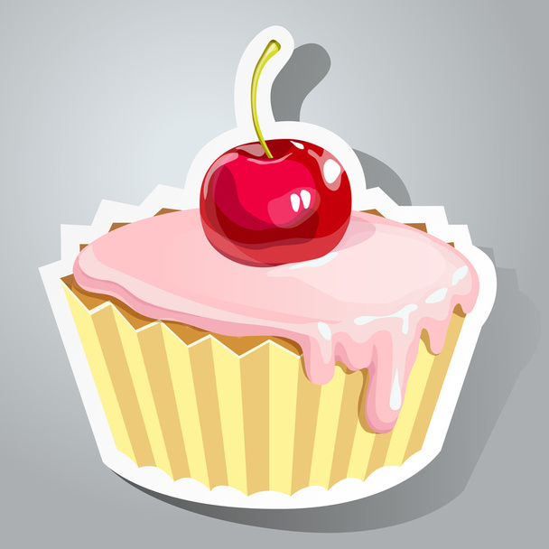 Sweet sticker with cupcake - Vector, afbeelding