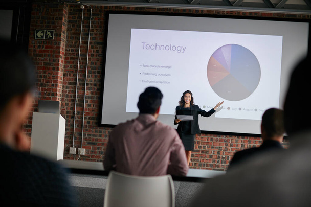 These points will be our focus in order of priority. Shot of a businesswoman giving a presentation to her colleagues. - Fotoğraf, Görsel
