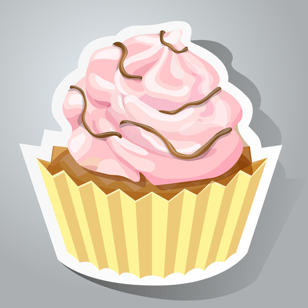 Sweet sticker with cupcake - Vector, Image