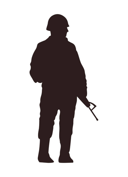 silhouet van soldaat - Vector, afbeelding