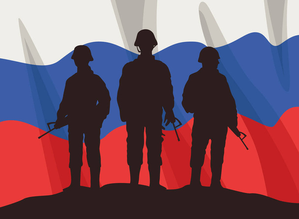 ロシアの旗と兵士 - ベクター画像