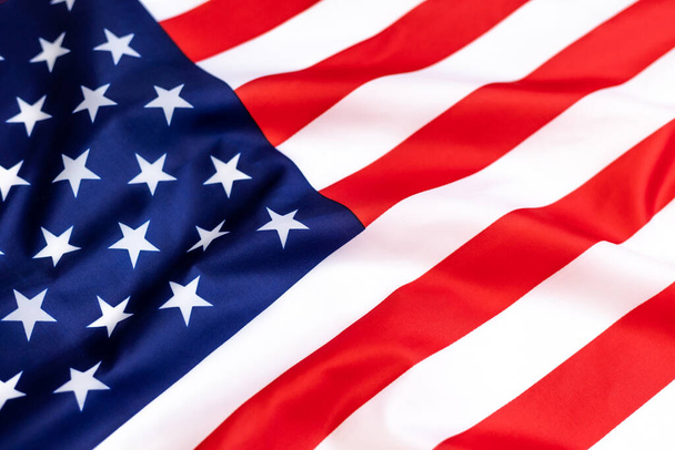Az amerikai lobogó közelsége, az Egyesült Államok nemzeti lobogója - Fotó, kép