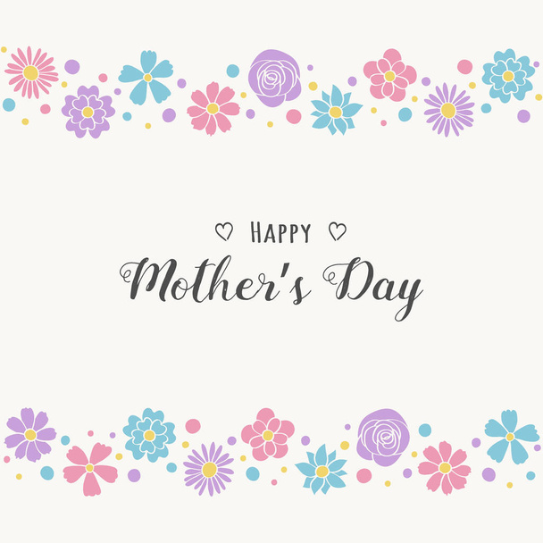 Happy Mother's Day - card with hand drawn flowers and wishes. Vector - Vector, Imagen