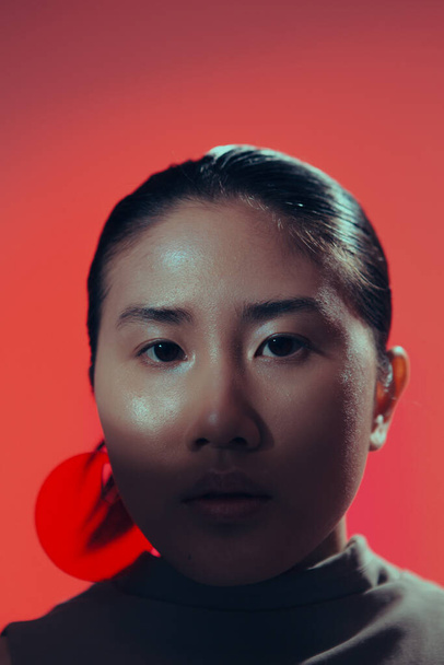Art fashion portrait of a girl with Asian appearance in the studio  - Zdjęcie, obraz