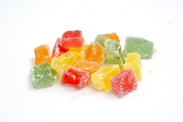 jelly candies isolated on white background. colorful jelly in sugar. - Valokuva, kuva