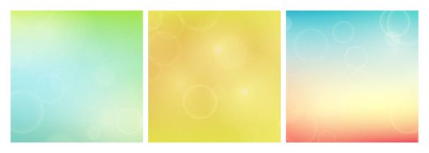Abstract background with blur bokeh light effect. Set of three modern colorful circular blur light backdrop. Vector illustration - Wektor, obraz