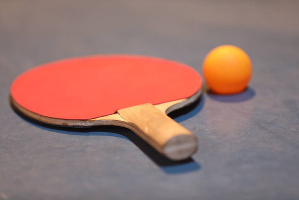 Table Tennis Bat On The Ping Pong Table - Photo, Image