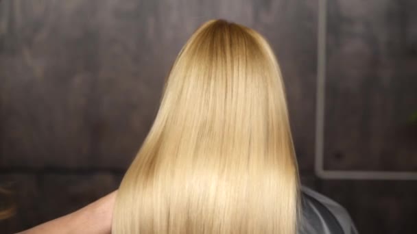 καλοφτιαγμένο ξανθά μαλλιά αργή κίνηση - Πλάνα, βίντεο