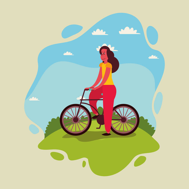 Mädchen mit Fahrrad - Vektor, Bild