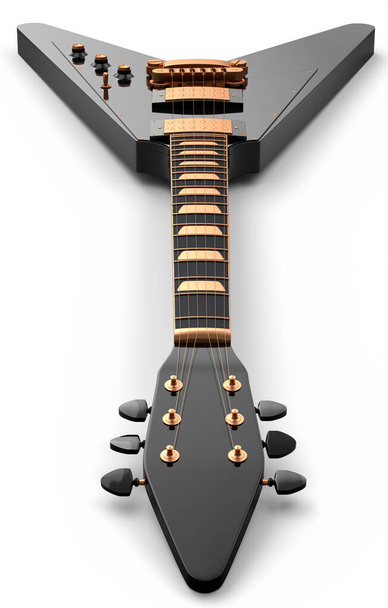 Close-up Electric acoustic guitar isolated on white background. 3d render of concept for rock festival poster with heavy metal guitar for music shop - Foto, imagen