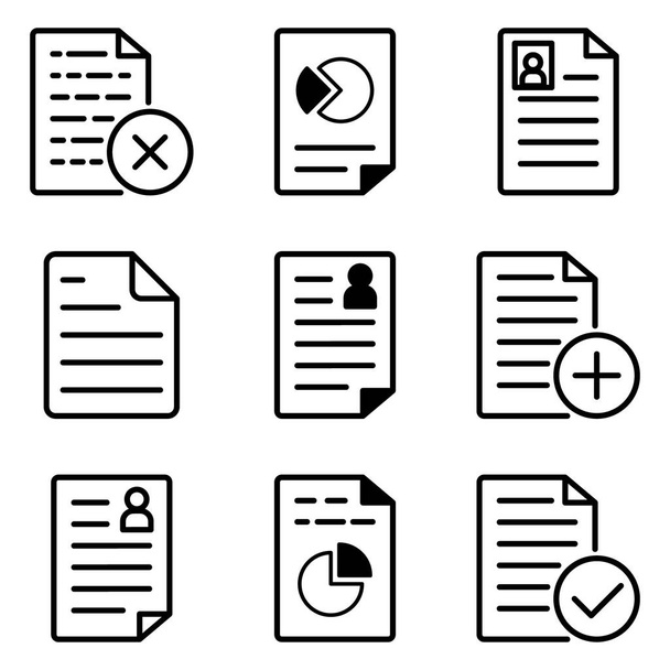 Documenti Set di icone piatte isolato su sfondo bianco - Vettoriali, immagini