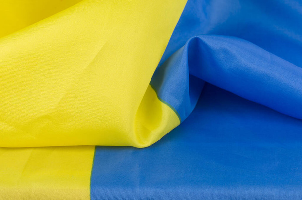 ucrania  bandera azul y  amarillo  globos y cintas  - Foto, Imagem
