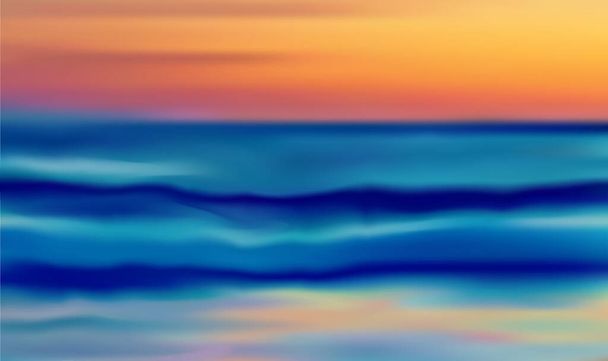Günbatımı deniz göğü bulanık arkaplan - mavi ve sarı renk vektör çizimi - Vektör, Görsel