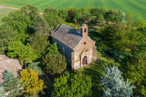 Nagykopancs Hungary - Aerial view about Saint Stephen chapel. - Photo, Image