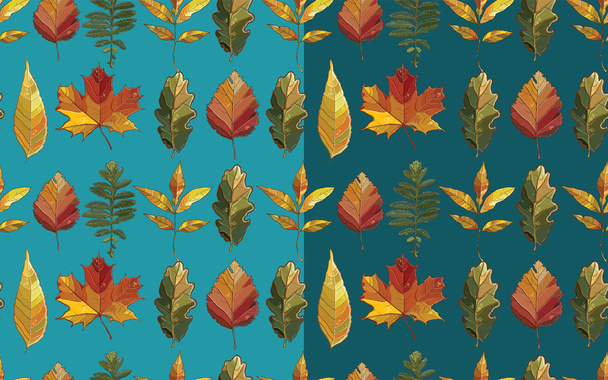 Vektor varrat nélküli mintát, az őszi levelek beállítása. - Vektor, kép