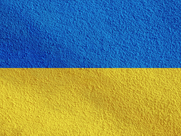 ウクライナの国旗-コンクリート壁の背景. - 写真・画像