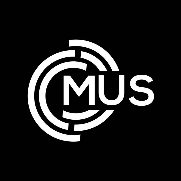 MUS harf logosu tasarımı. MUS baş harfleri logo konsepti. MUS harf dizaynı siyah arkaplan. - Vektör, Görsel