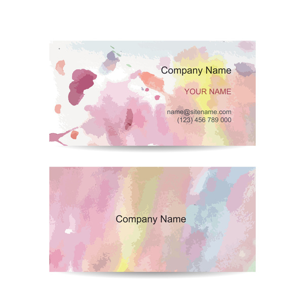 Business card template for your design. Watercolor background - Vetor, Imagem