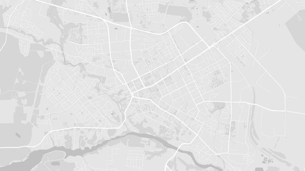 Blanco y gris claro Zhytomyr área de la ciudad vector mapa de fondo, carreteras e ilustración del agua. Proporción de pantalla ancha, hoja de ruta digital de diseño plano. - Vector, Imagen