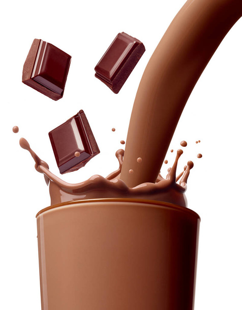 chocolate leche bebida salpicadura vidrio - Foto, Imagen