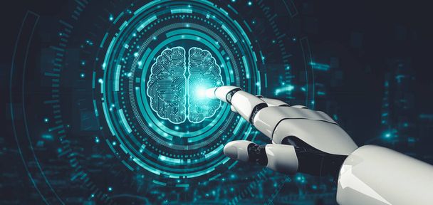 Μελλοντική τεχνητή νοημοσύνη και μηχανική μάθηση για ρομπότ AI ανδροειδές ή cyborg - Φωτογραφία, εικόνα