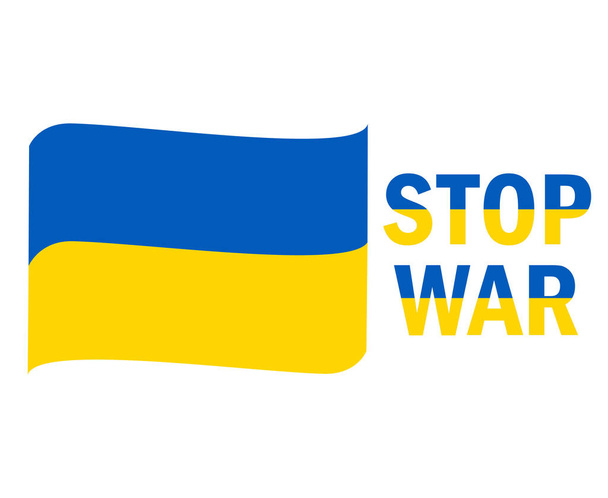 Stop War In Ukraine And Ribbon Flag Emblem Abstract Symbol Vector Illustration - Vektör, Görsel