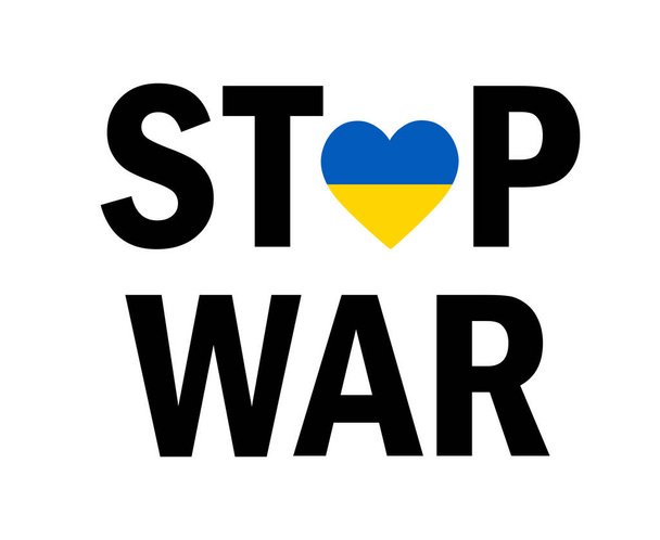 Alto a la guerra en Ucrania emblema corazón icono negro símbolo abstracto Vector ilustración - Vector, Imagen