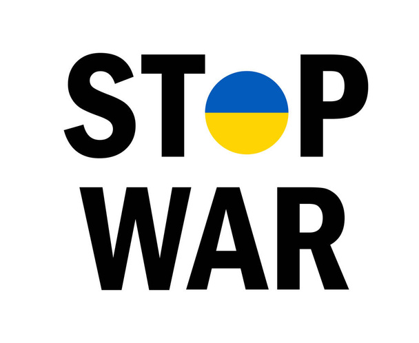 Stop War In Ukraine Emblem Icon White Abstract Symbol Vector Illustration With White Background - Vettoriali, immagini