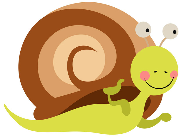Cute snail lifting its shell - Вектор,изображение