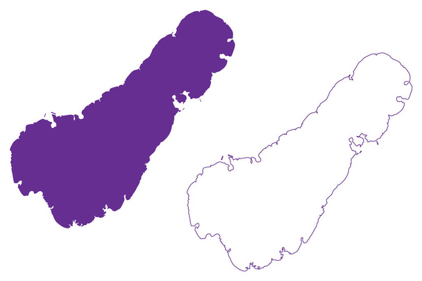 Wyspa Kikaijima (Japonia, Azja Wschodnia, Japoński archipelag, Wyspy Amami) mapa wektor ilustracja, skecz bazgroły mapa Kyaa - Wektor, obraz