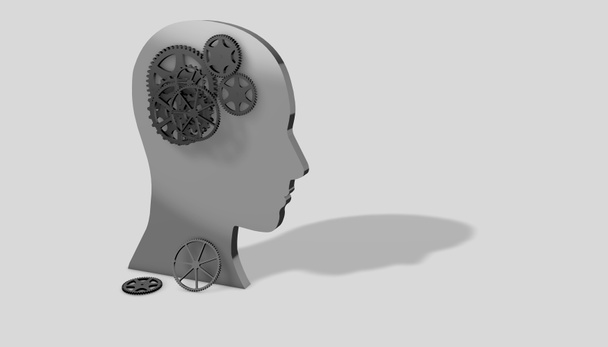 Metal beyinli insan kafalarının 3 boyutlu canlandırması konsept hafıza kaybı - Fotoğraf, Görsel
