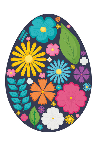 easter egg with flowers - Vector, Imagen