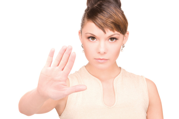 Woman making stop gesture - Foto, Imagem