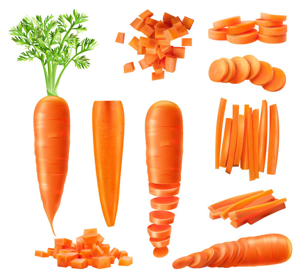 Realistica collezione di icone di carote - Vettoriali, immagini