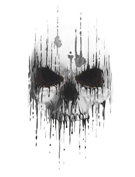 grunge watercolor skull illustration - Photo, Image