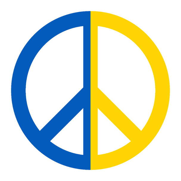 Ukraine flag with peace symbol. Official state symbol of country. Official RGB colors. - Photo, Image