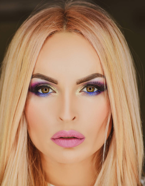 Closeup makeup. Beauty face. Cosmetic eye. Luxury. Smokey eyes. - Photo, Image