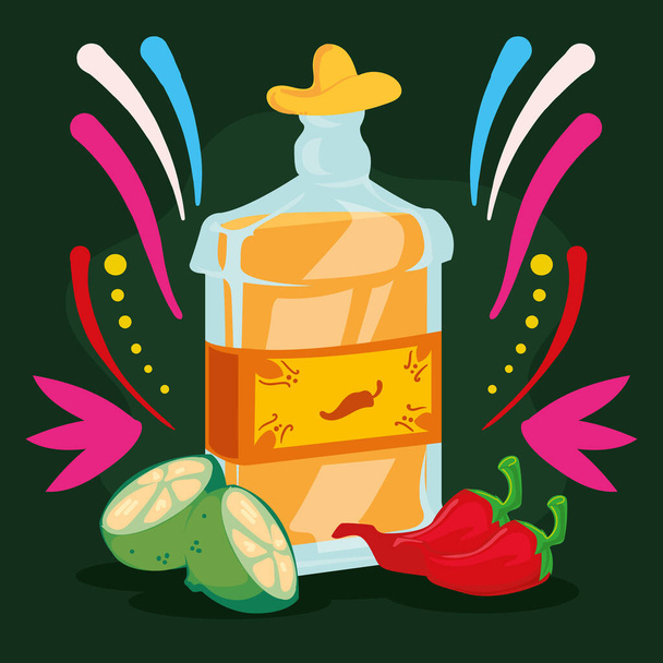 tequila bottle card - Vector, Image