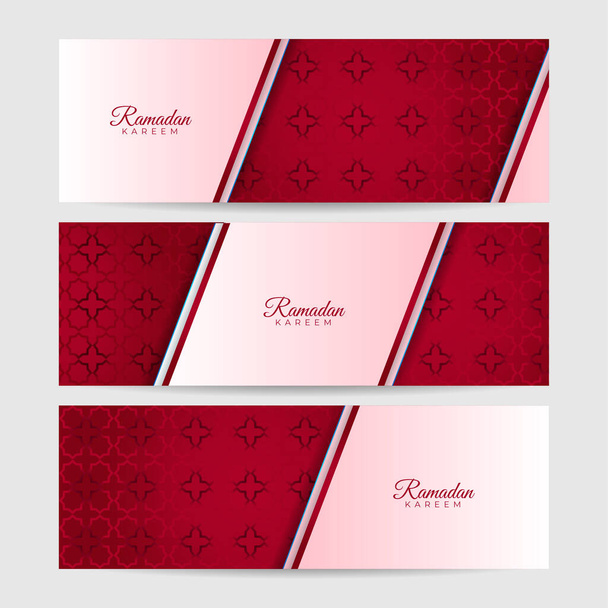 Luxury ramadan background with red arabesque pattern arabic islamic east style. Decorative design for print, poster, cover, brochure, flyer, banner. - Vetor, Imagem