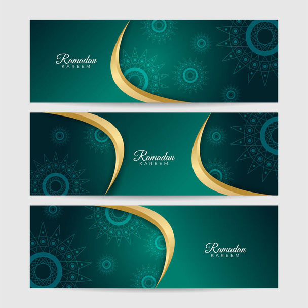 Luxury ramadan background with dark green arabesque pattern arabic islamic east style. Decorative design for print, poster, cover, brochure, flyer, banner. - Vetor, Imagem