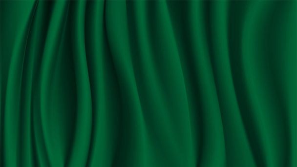Fundo vetorial abstrato pano verde de luxo ou onda líquida. Fundo de textura de tecido abstracto ou verde. Onda macia de pano. Creases de cetim, seda e algodão. - Vetor, Imagem