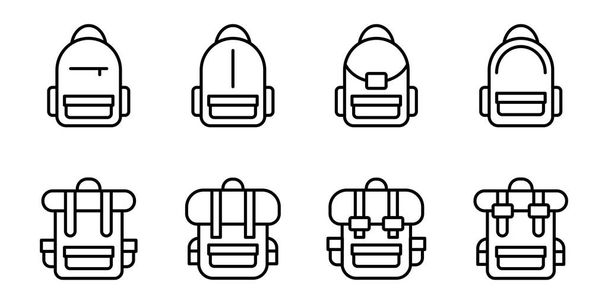 The best backpack icon set design, Collection of high quality vector illustration in trendy line style with black color, Suitable for many purposes - Vector, Image