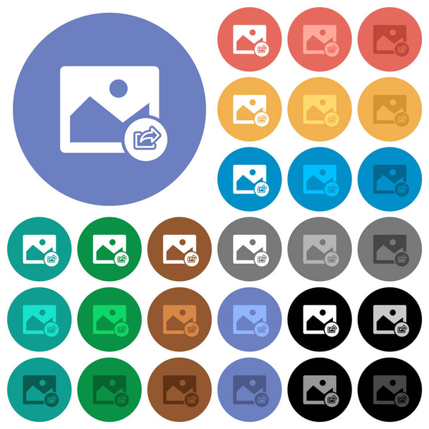 Export image multi colored flat icons on round backgrounds. Included white, light and dark icon variations for hover and active status effects, and bonus shades. - Vector, Image