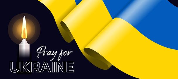 Modlete se za ukrajn - světlo svíček a ukrajinský národ vlajka mávání vektorový design - Vektor, obrázek