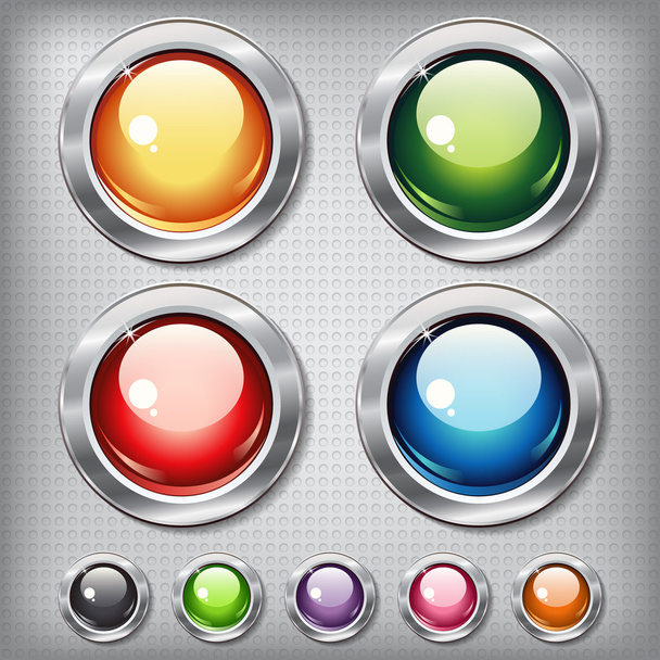 Set of round shiny buttons - Vektor, Bild