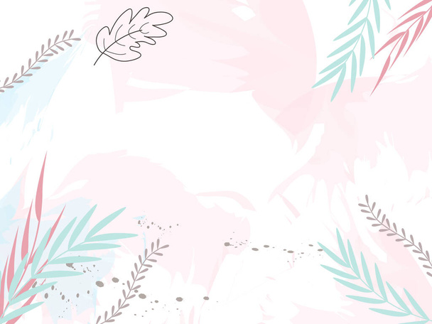 Hand drawn watercolor colorful floral and leaf background - ベクター画像