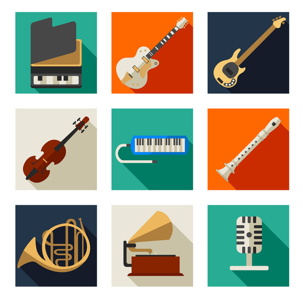 Musical instruments icons - Vector, Image