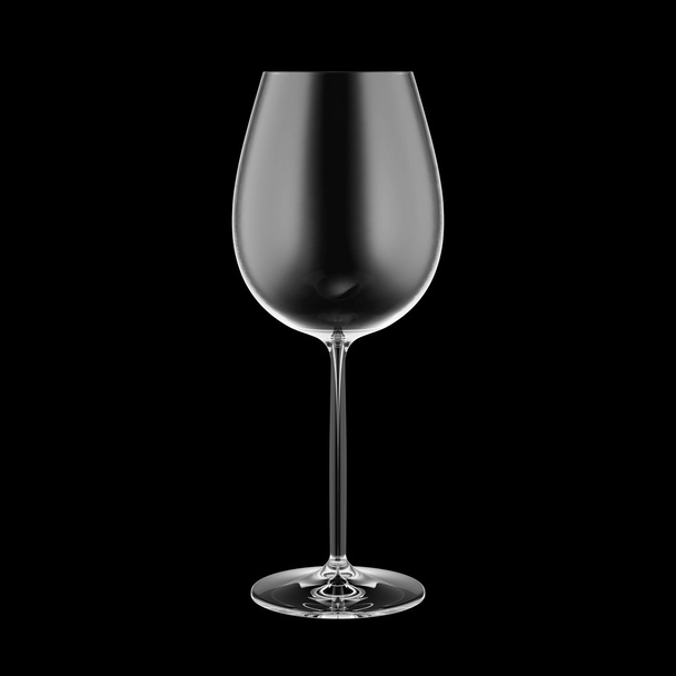 Empty wine glass isolated on black background. - Foto, Imagem