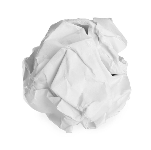 Crumpled sheet of paper isolated on white - Foto, Imagem
